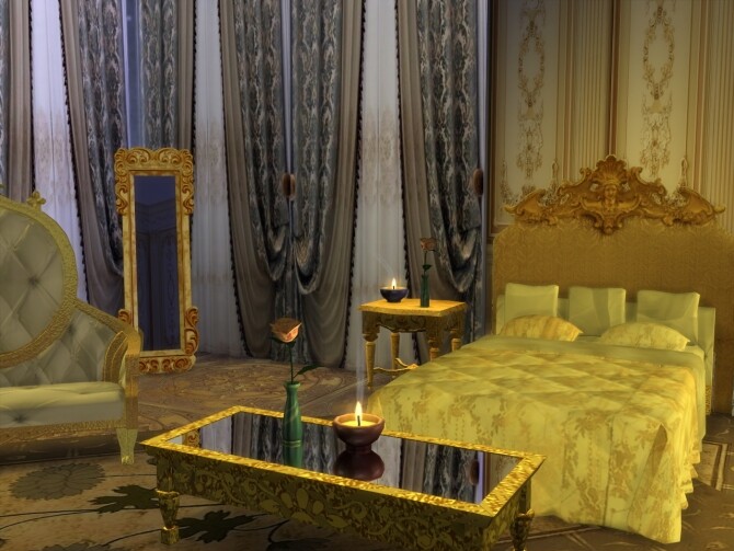 Sims 4 Gilded Bed Headboard Venetian Style at Anna Quinn Stories