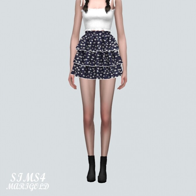 Sims 4 Tiered Mini Skirt V3 at Marigold