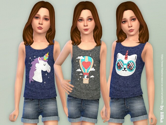 Sims 4 Tank Top Collection for Girls P04 by lillka at TSR
