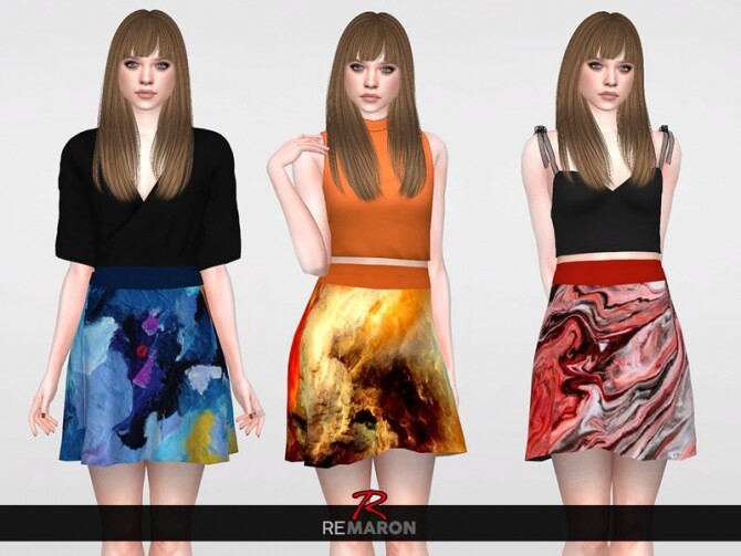 Sims 4 Abstract Skirt for Women 01 by remaron at TSR