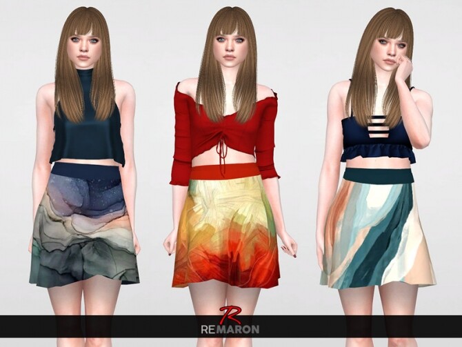 Sims 4 Abstract Skirt for Women 01 by remaron at TSR