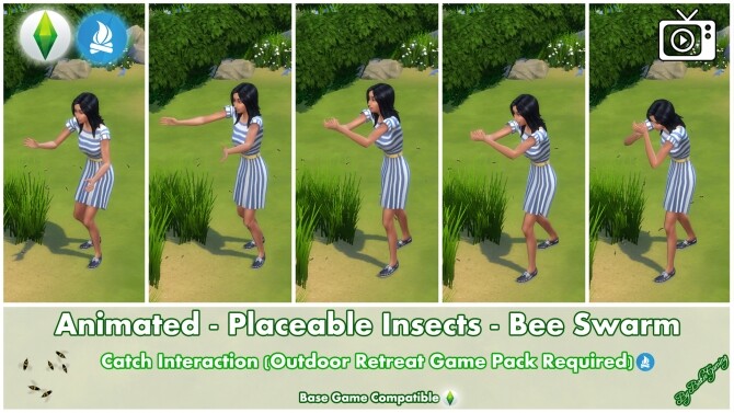 Sims 4 Animated Placeable Insects   Bee Swarm by Bakie at Mod The Sims
