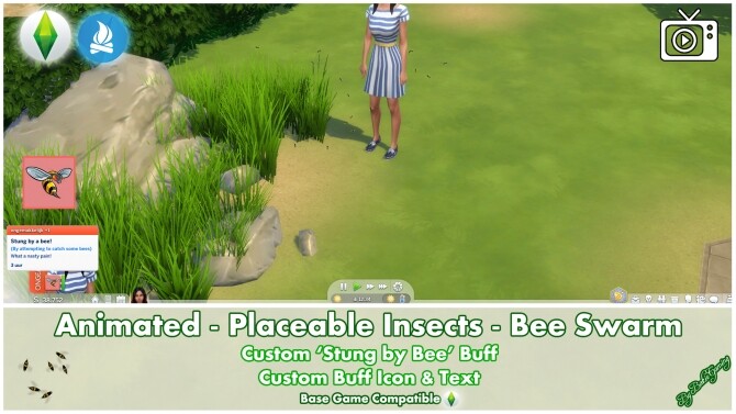 Sims 4 Animated Placeable Insects   Bee Swarm by Bakie at Mod The Sims