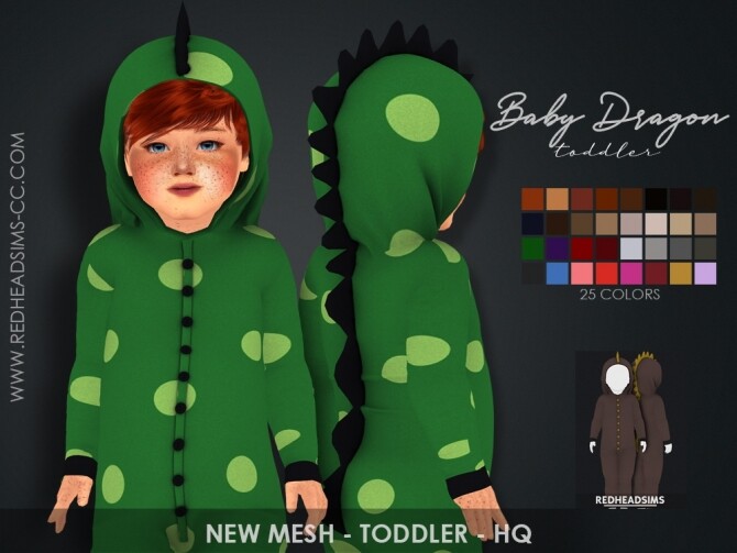 Sims 4 BABY DRAGON TODDLER COSTUME at REDHEADSIMS