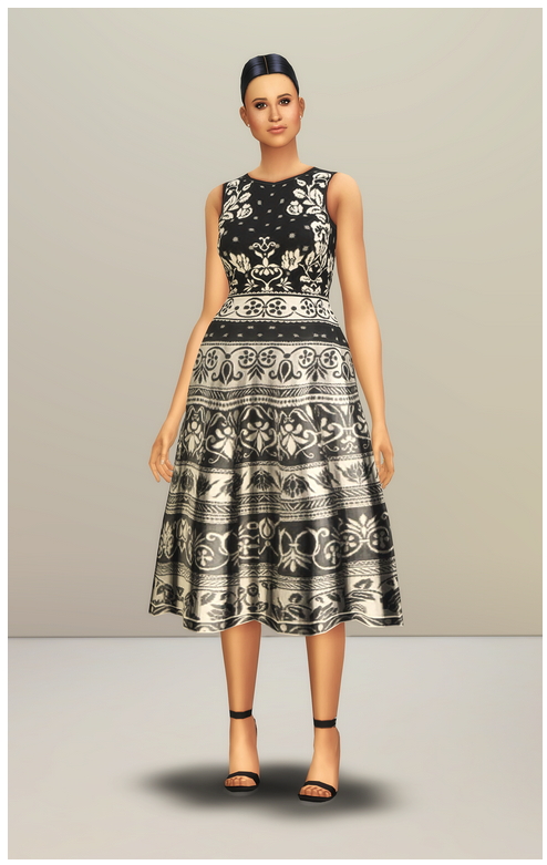 Sims 4 Black Jacquard Stretch Midi Dress at Rusty Nail