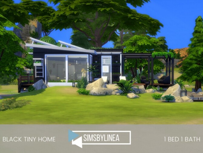 Sims 4 Black Tiny Home by SIMSBYLINEA at TSR