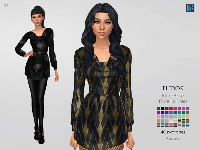 Sims 4 BlueRose Fiorella Dress RC at Elfdor Sims