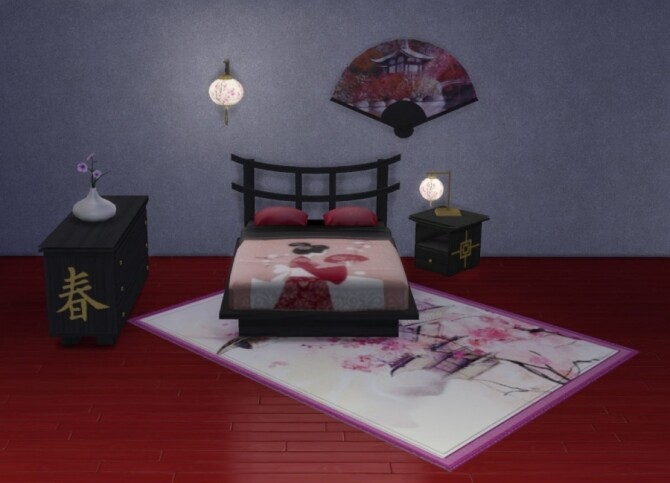 Sims 4 Cherry blossoms bedroom by Maman Gateau at Sims Artists