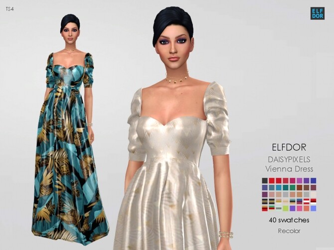 Sims 4 DaisyPixels Vienna Dress RC at Elfdor Sims