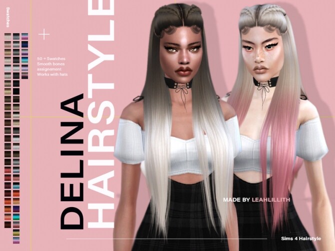 Sims 4 Delina Hairstyle by LeahLillith at TSR