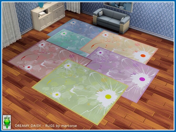 Sims 4 Dreamy Daisy Rugs by marcorse at TSR
