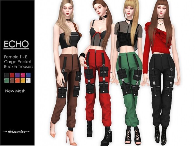 Sims 4 ECHO Cargo Trousers by Helsoseira at TSR