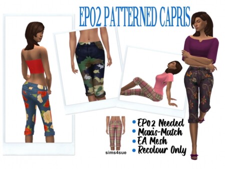 EP02 PATTERNED CAPRIS at Sims4Sue
