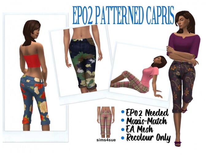 Sims 4 EP02 PATTERNED CAPRIS at Sims4Sue