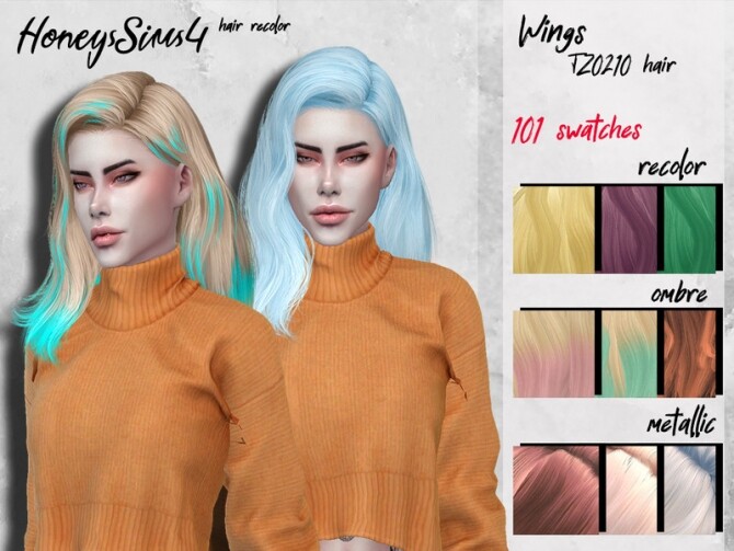 Sims 4 Female hair recolor Wings TZ0210 by HoneysSims4 at TSR