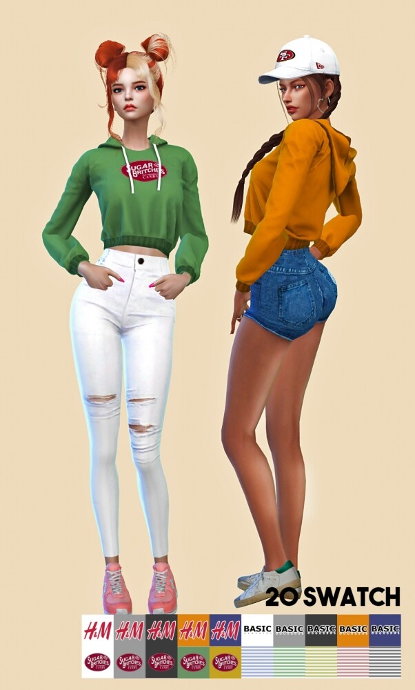 Sims 4 Female hoodie t shirt at L.Sim