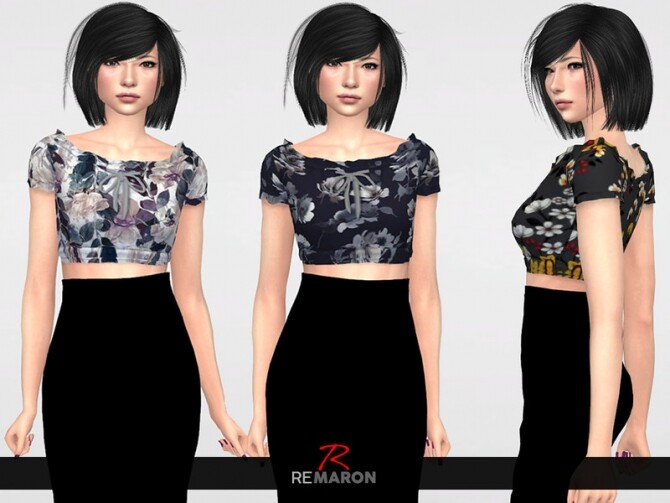 Flower Blouse for Women 01 by remaron at TSR » Sims 4 Updates