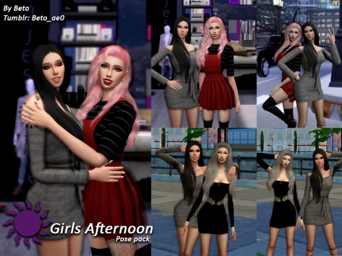 Sims 4 Girls Afternoon Pose Pack by Beto ae0 at TSR