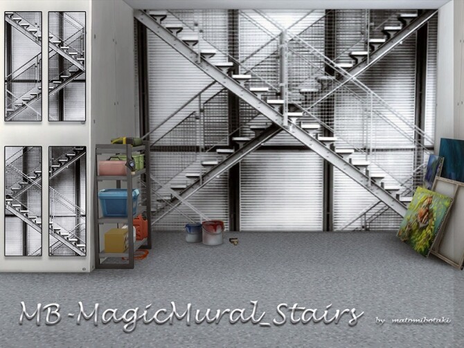 Sims 4 MB Magic Mural Stairs by matomibotaki at TSR
