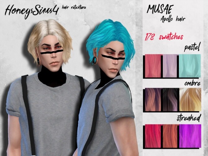 Sims 4 Male hair retexture MUSAE Apollo by HoneysSims4 at TSR