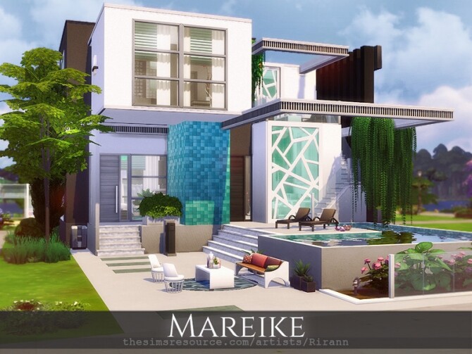 Sims 4 Mareike contemporary house by Rirann at TSR