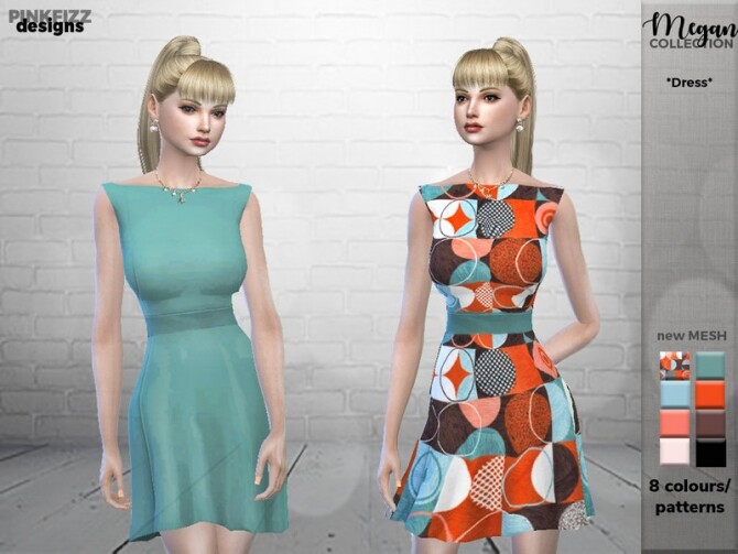Sims 4 Megan Dress PF95 by Pinkfizzzzz at TSR