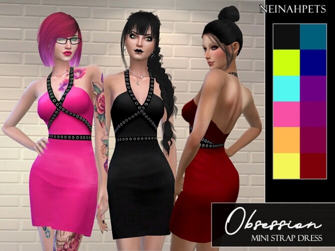 Sims 4 Obsession Mini Strap Dress by neinahpets at TSR