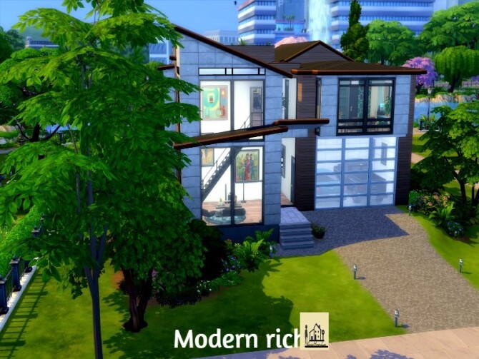 Sims 4 Modern rich house by GenkaiHaretsu at TSR