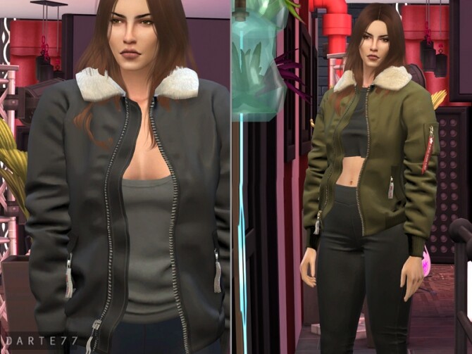 Sims 4 Oversized Bomber Jacket Acc by Darte77 at TSR