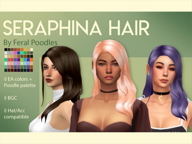 Sims 4 Seraphina hair by feralpoodles at TSR