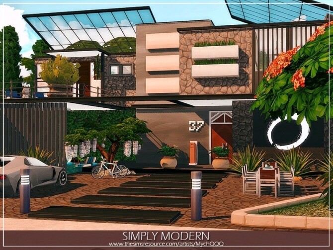 Sims 4 Simply Modern Home by MychQQQ at TSR