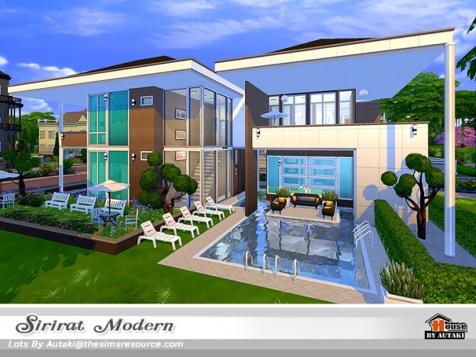 Sims 4 Sirirat Modern House NoCC by autaki at TSR