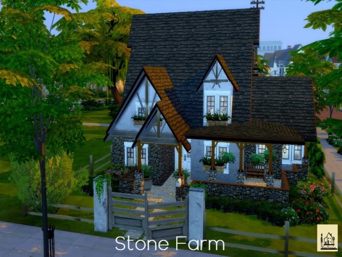 Sims 4 Stone charming farm for a large family by GenkaiHaretsu at TSR