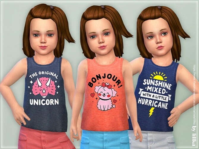 Sims 4 Toddler Girl Tank Top 02 by lillka at TSR