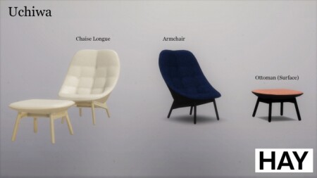 Uchiwa Chaise Longue, Armchair & Ottoman (P) at Meinkatz Creations