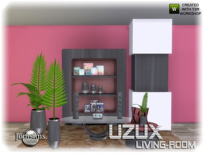 Sims 4 Uzux living room decor by jomsims at TSR