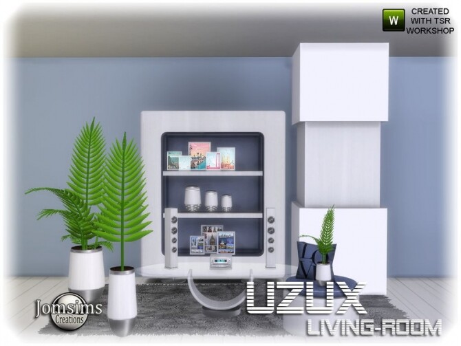 Sims 4 Uzux living room decor by jomsims at TSR