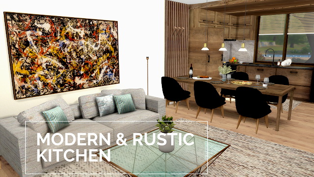 Sims 4 Modern & Rustic Kitchen / Livingroom at Dinha Gamer