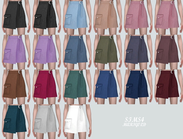 Sims 4 Pocket Wrap Skirt With Belt at Marigold
