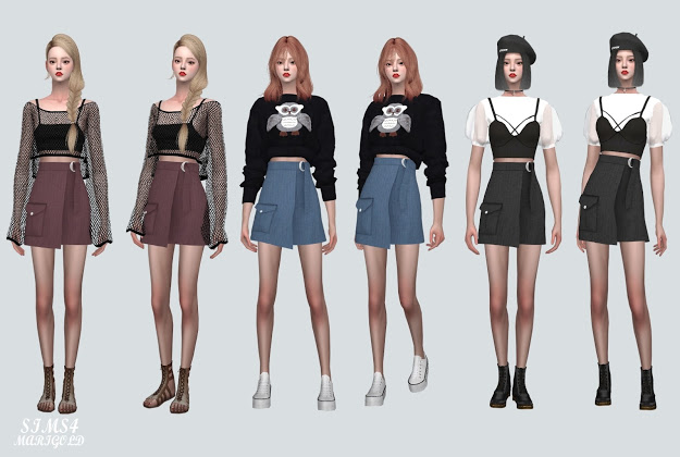 Sims 4 Pocket Wrap Skirt With Belt at Marigold