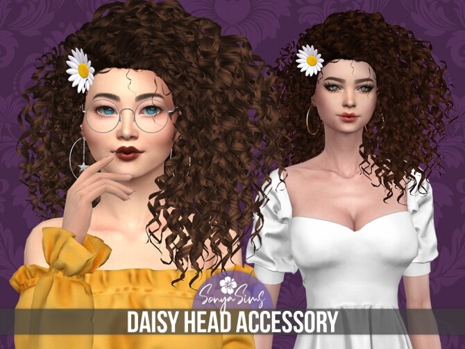 Sims 4 CARLA HAIRSTYLE + DAISY FLOWER ACCESSORY at Sonya Sims