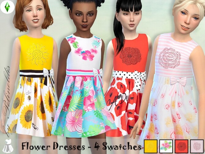 Sims 4 Summer Flower Dress by Pelineldis at TSR