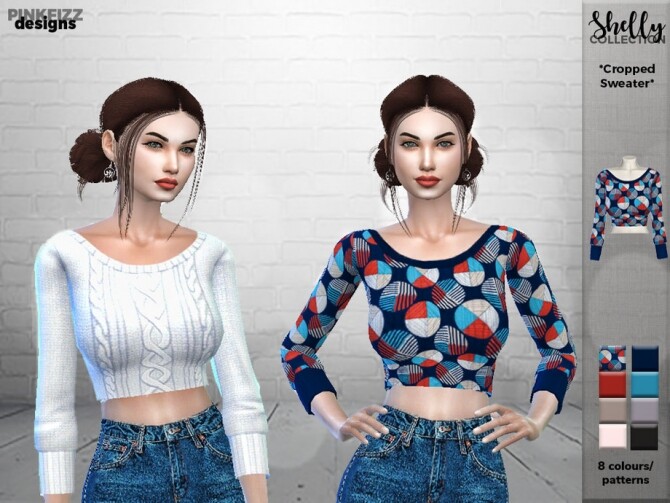 Sims 4 Shelly Cropped Sweater PF107 by Pinkfizzzzz at TSR