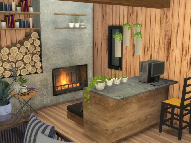 Sims 4 Modern Rustic Cabin Tiny House by A.lenna at TSR