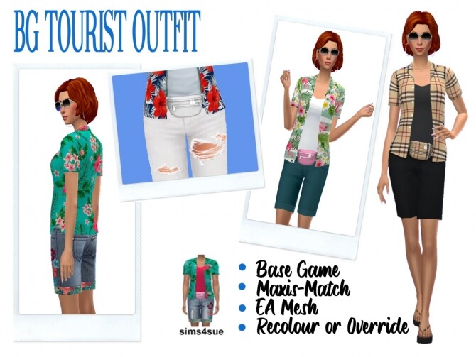 Sims 4 BG TOURIST OUTFIT at Sims4Sue