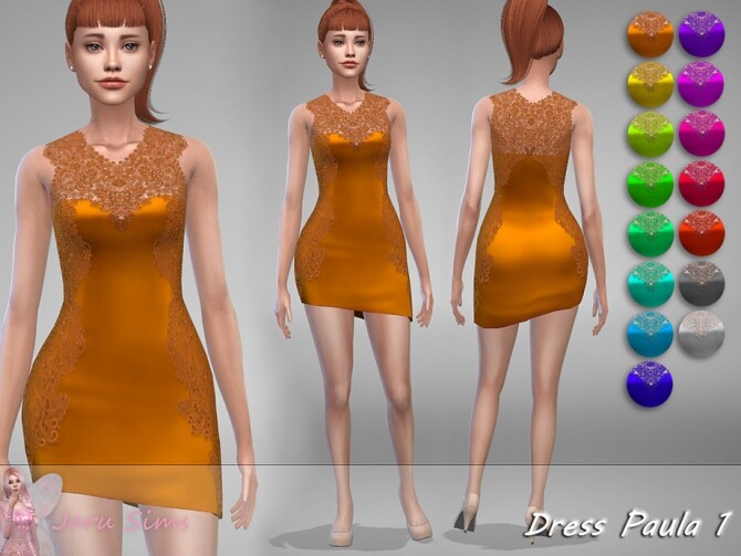 Sims 4 Dress Paula 1 by Jaru Sims at TSR