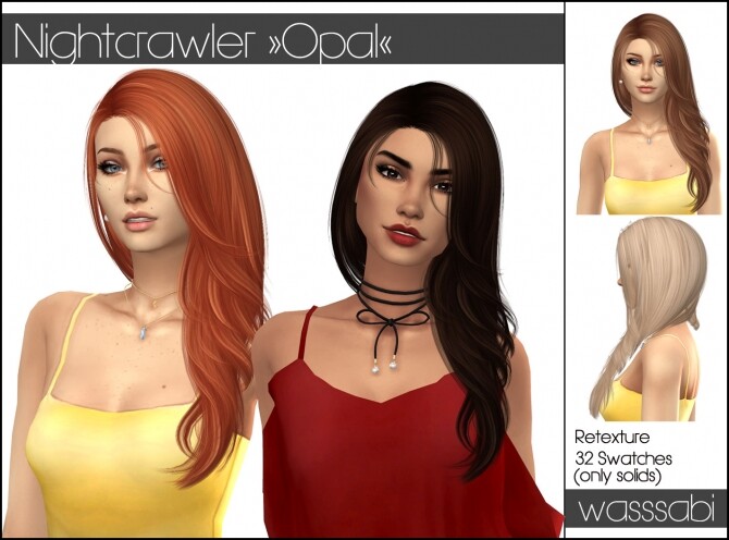 Sims 4 Nightcrawler Opal hair retextured at Wasssabi Sims