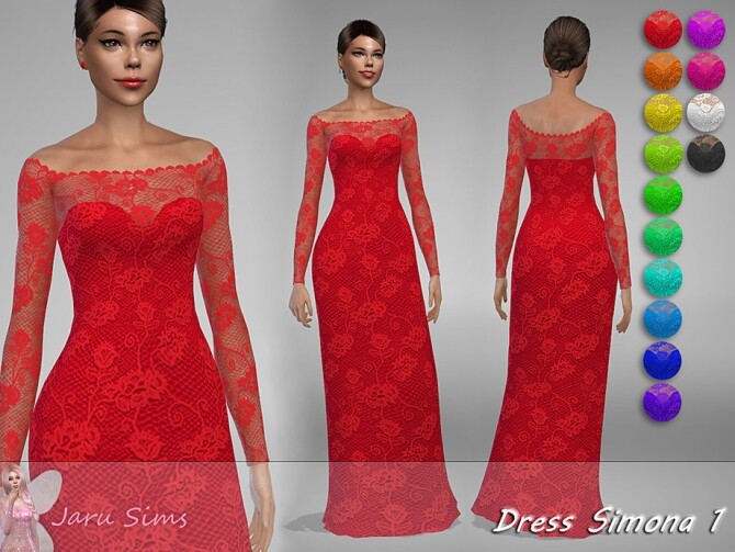 Sims 4 Dress Simona 1 by Jaru Sims at TSR