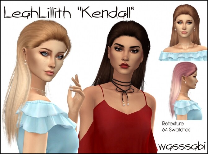 Sims 4 LeahLillith Kendall hair retextured at Wasssabi Sims