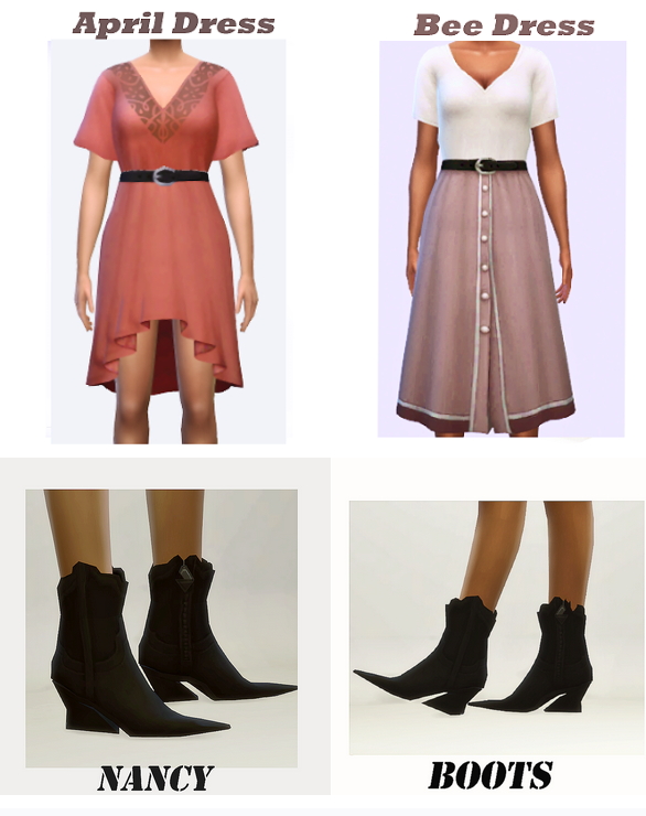 Sims 4 Dresses and boots at Ricci Bee